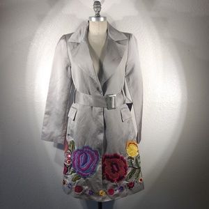 Biya by Johnny Was Cabbage Yarn Rose Embroidered Coat S NWT